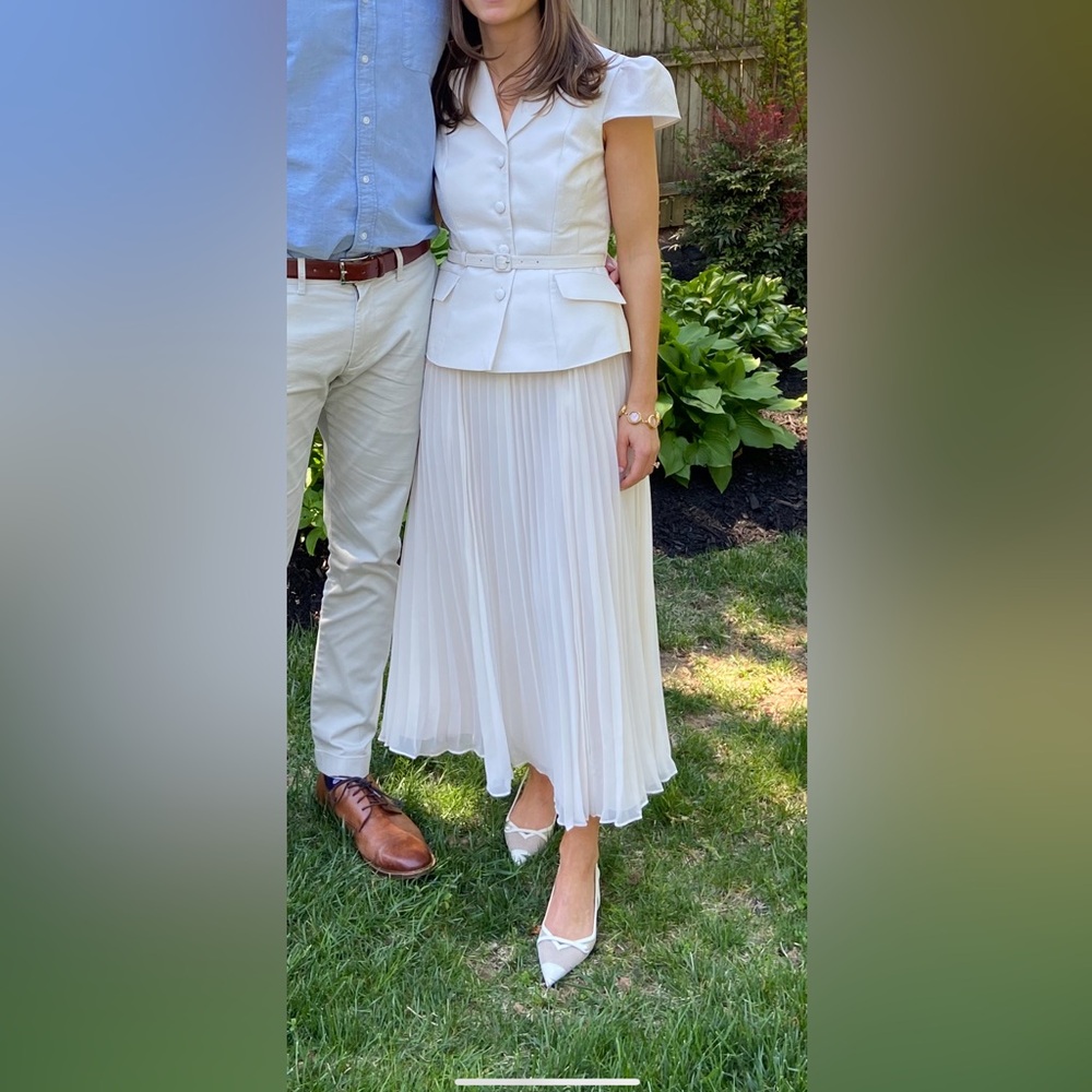 Self-Portrait Belted Crepe Midi Chiffon Dress Size 4- worn once!
